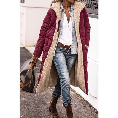 Lange Warme Dames Puffer Jas Met Teddy Voering