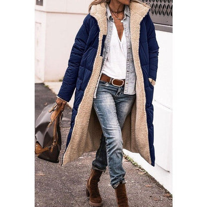 Lange Warme Dames Puffer Jas Met Teddy Voering