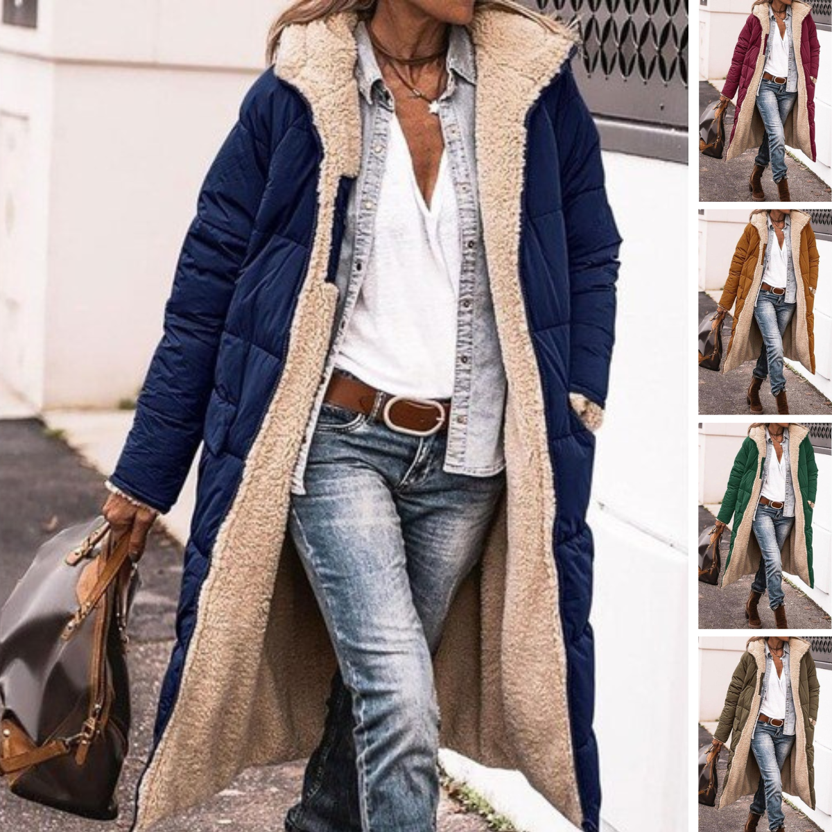 Lange Warme Dames Puffer Jas Met Teddy Voering
