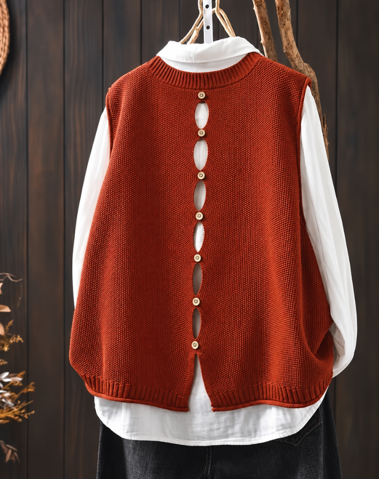 Gebreide Sweater Vest voor Vrouwen met Ronde Hals