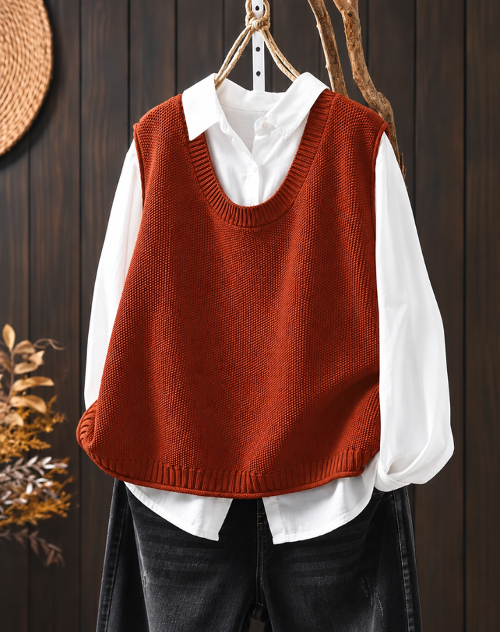 Gebreide Sweater Vest voor Vrouwen met Ronde Hals