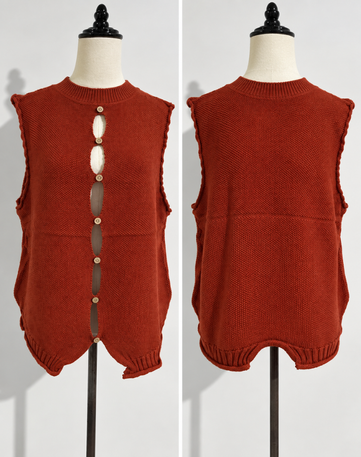 Gebreide Sweater Vest voor Vrouwen met Ronde Hals