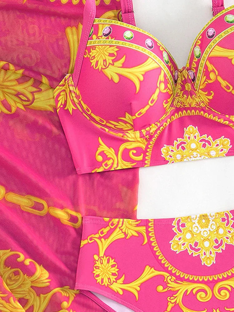 Carla | 3-delige Hoge Taille Rok Bikini Set