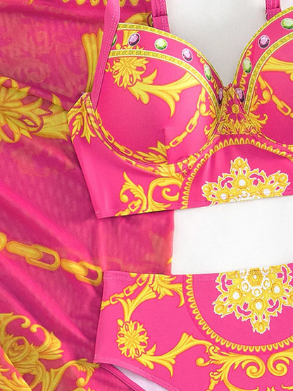 Carla | 3-delige Hoge Taille Rok Bikini Set