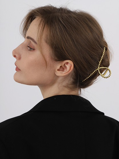 Gouden Elegante Dames Haarclip met Gedraaide Afwerking