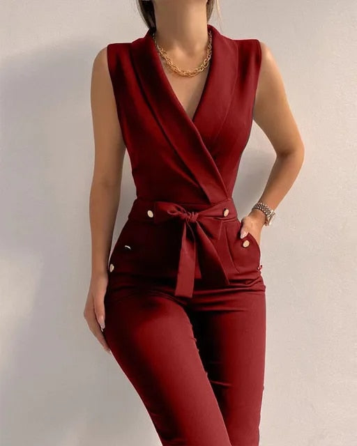 Janet | Mouwloze Blazer Jumpsuit
