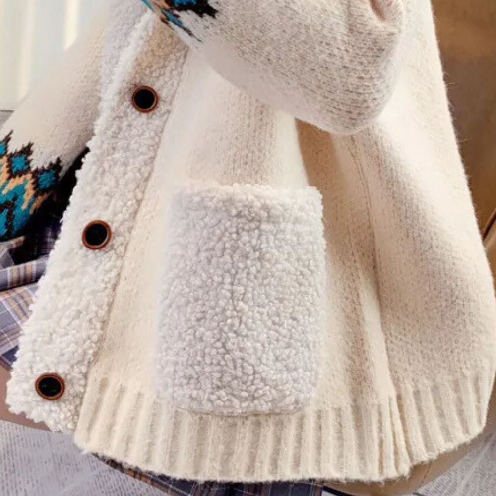 Zachte Beige Gebreide Cardigan voor Vrouwen met Zakken