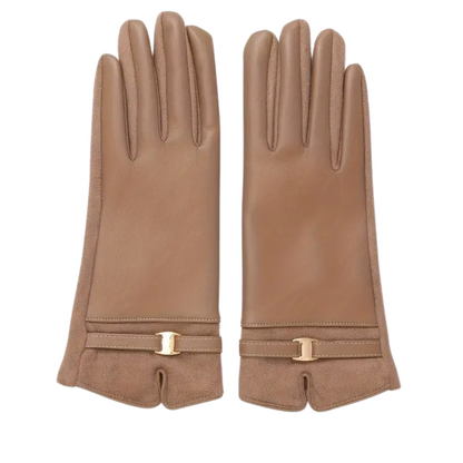 Warme Dames Leren Handschoenen met Fleecevoering