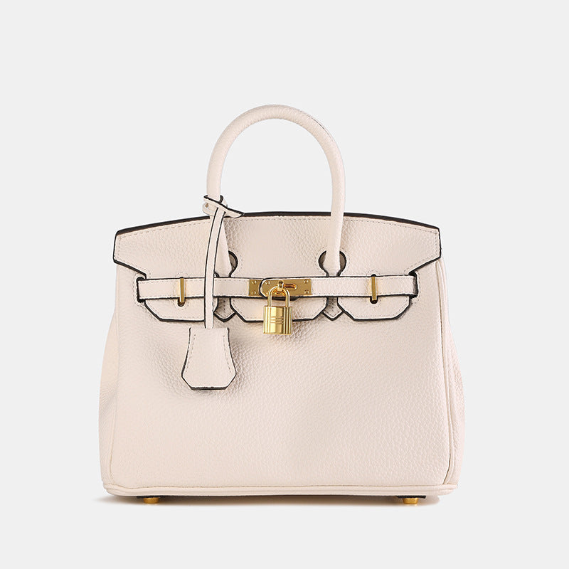 Elegant Women's Handbag with Gold-Toned Lock Detail