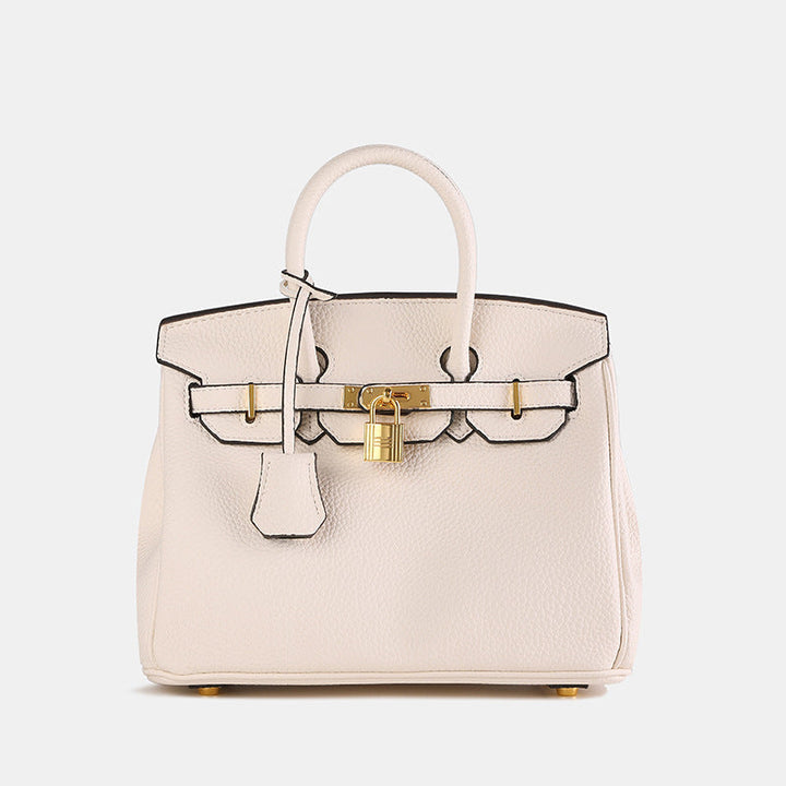 Elegant Women's Handbag with Gold-Toned Lock Detail