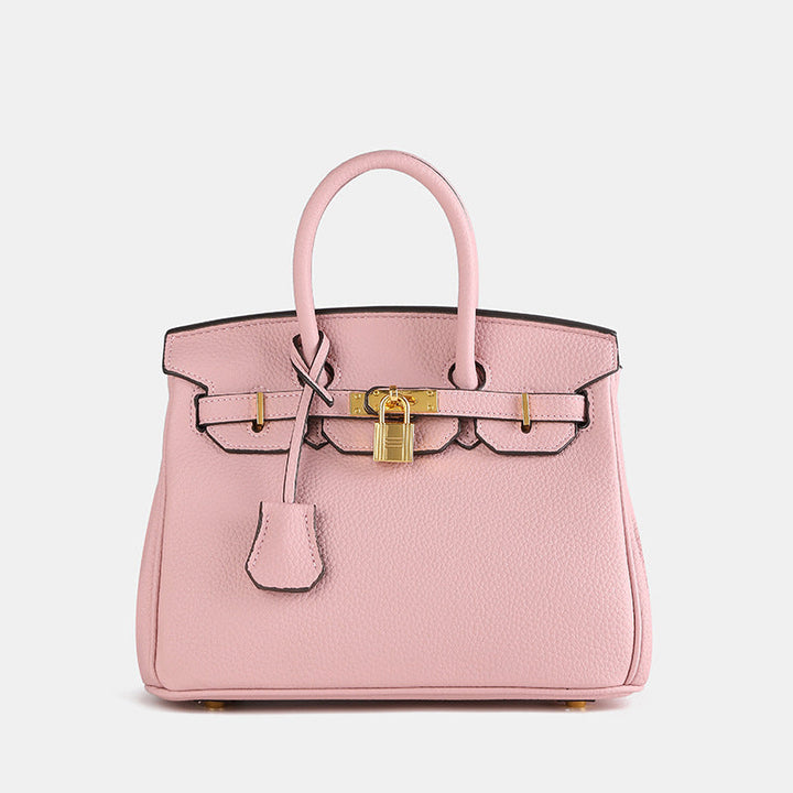 Elegant Women's Handbag with Gold-Toned Lock Detail