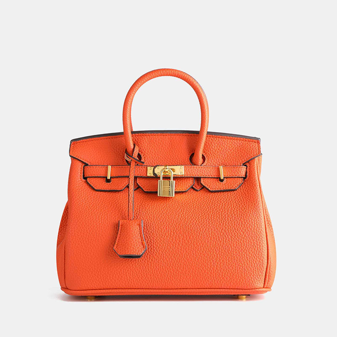 Elegant Women's Handbag with Gold-Toned Lock Detail
