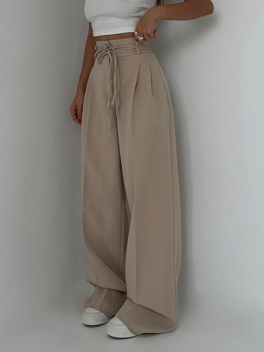 Pantalon palazzo élégant et léger pour femmes avec taille haute