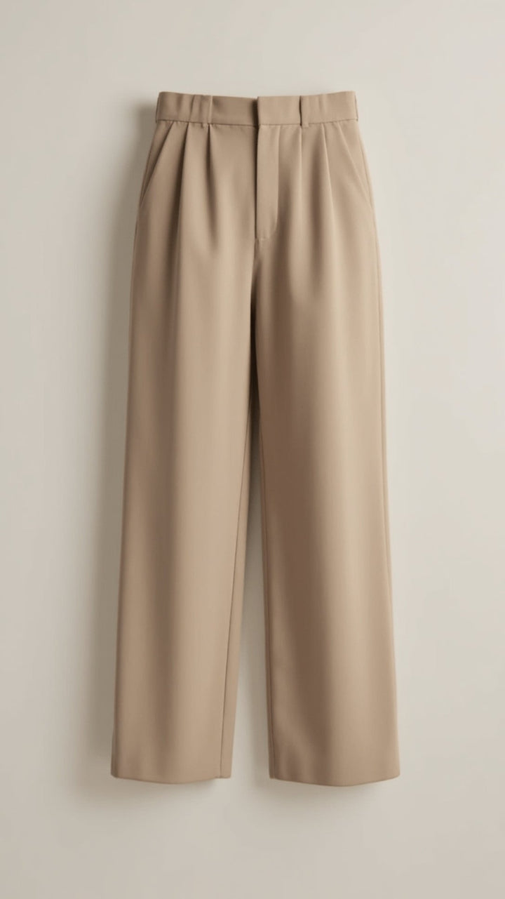 Soepelvallende Dames Pantalon met Hoge Taille en Plooien