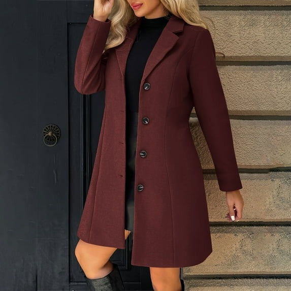 Chic Women's Coat with Lapel Collar and Buttons
