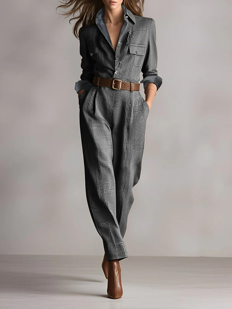 Combinaison tendance pour femmes avec jambes larges et ceinture