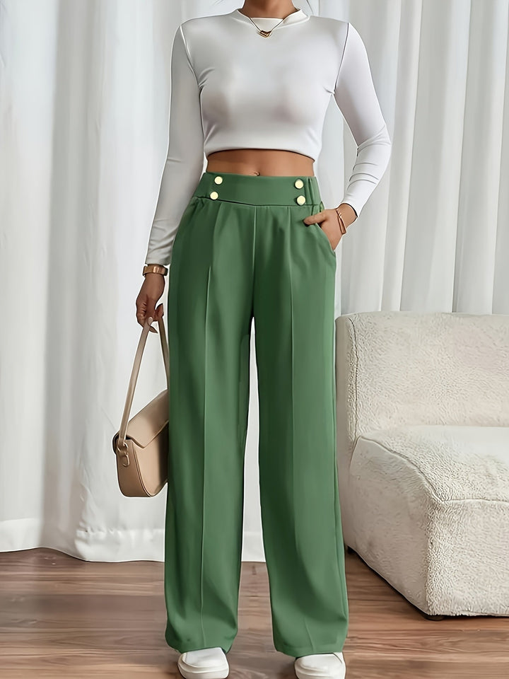 Renna | Elegante High-Waisted Pantalon met Knoopdetail