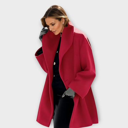 Elegante Lange Dames Mantel Jas Met Opstaande Kraag