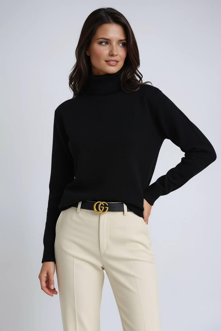 Pull Col Roulé Femme avec Coupe Confortable et Tricot Classique