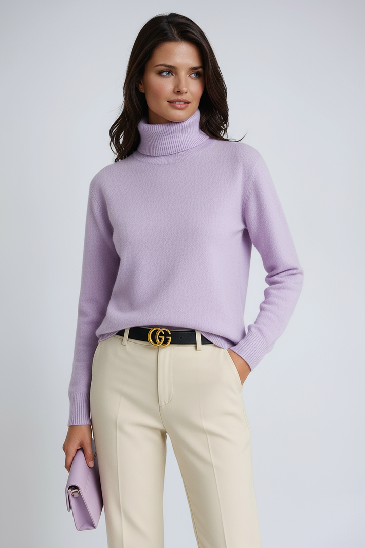 Pull Col Roulé Femme avec Coupe Confortable et Tricot Classique