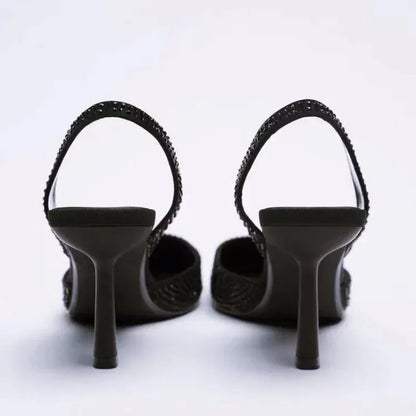 Jaiza | Puntige Slingback Hakken met Strass