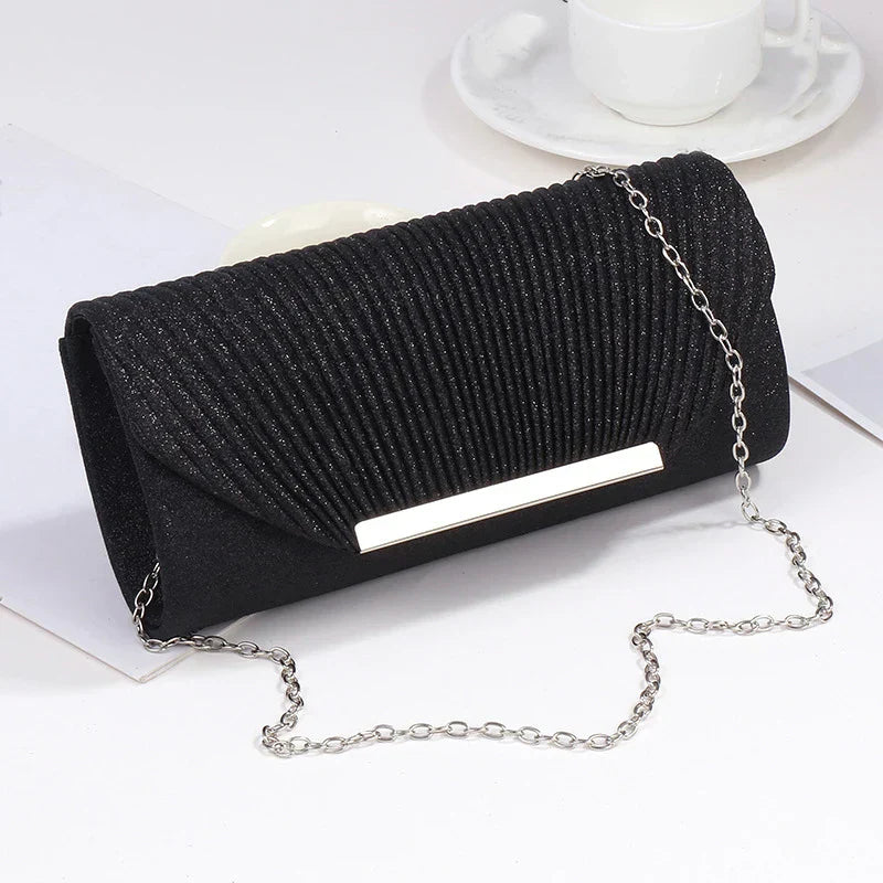 Licia | Glinsterende Avondclutch met Plisséstructuur