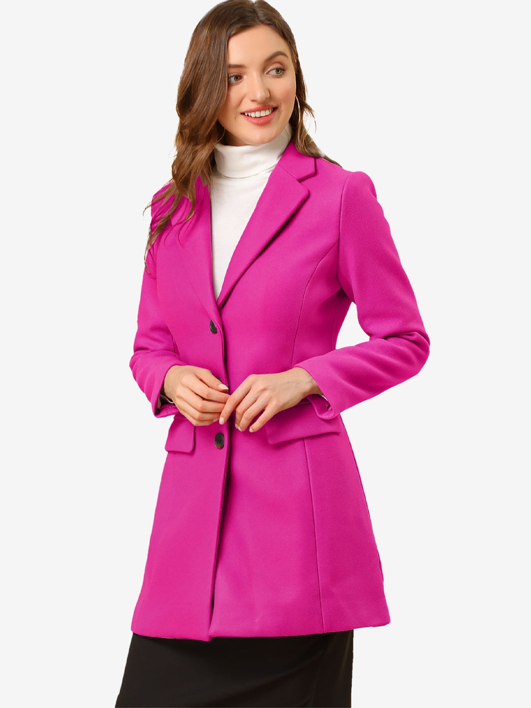 Chic Women's Coat with Lapel Collar and Buttons