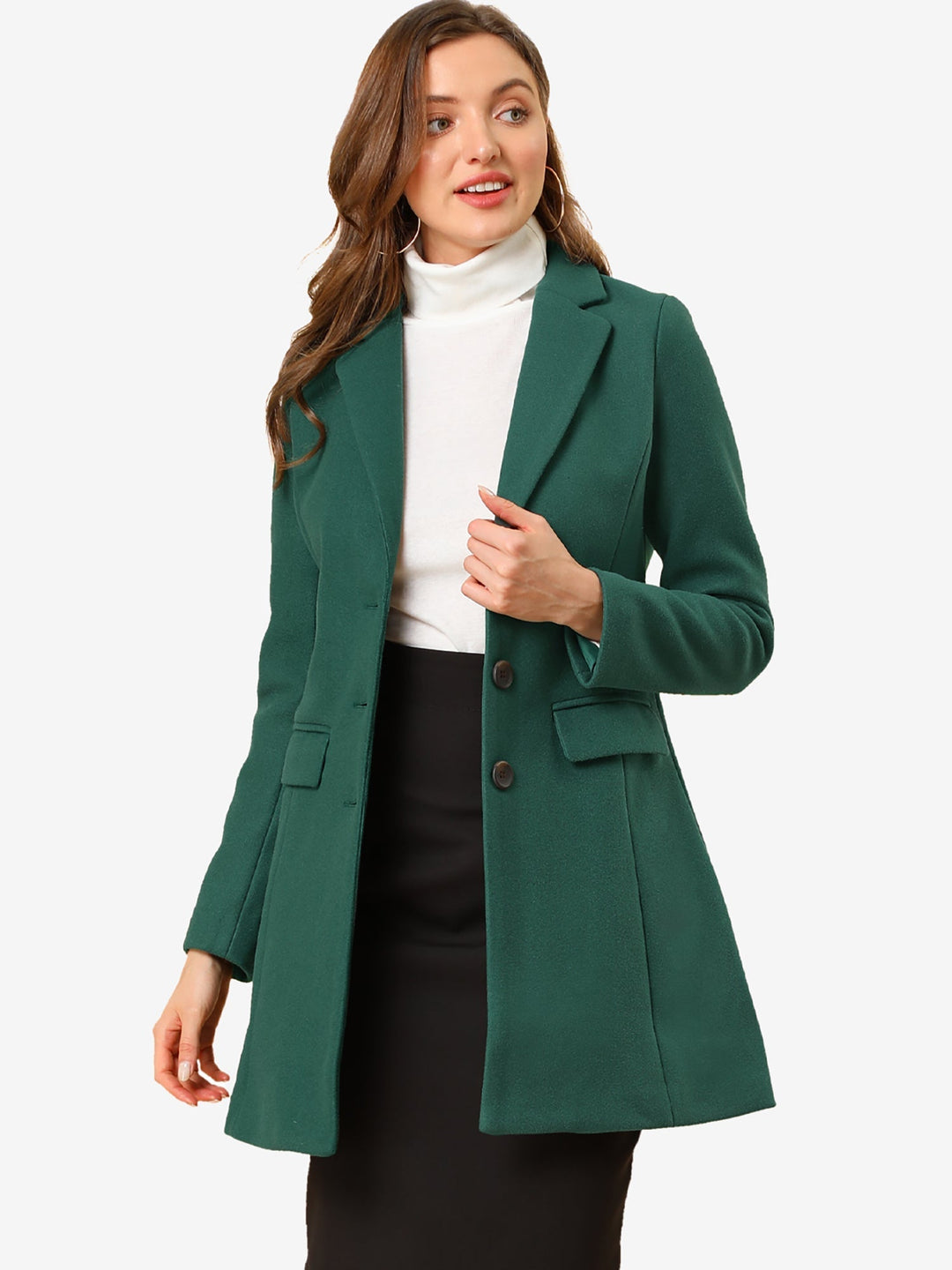 Chic Women's Coat with Lapel Collar and Buttons