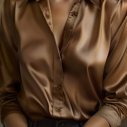 Luxe Blouse voor Vrouwen met Knoopsluiting en Lange Mouwen