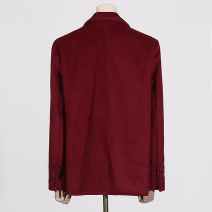 Luxe Rode Winter Dames Jas met Ceintuur