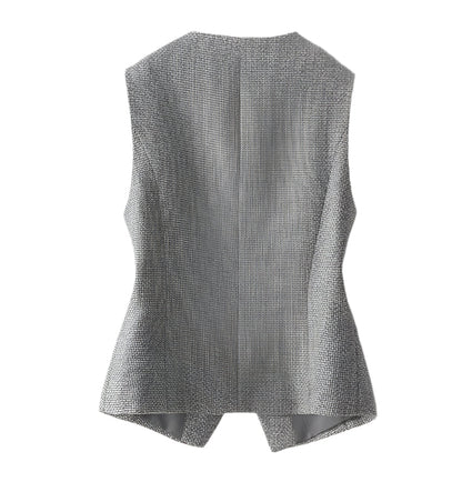Monah | Mouwloos Blazervest met Asymmetrische Sluiting