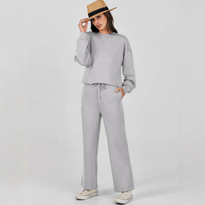 Zachte Loungewear Set Dames Met Trui en Wijde Joggingbroek