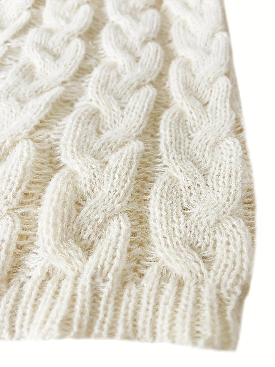 Losvallende Kabelgebreide Dames Sweater met Capuchon en Geribde Boorden