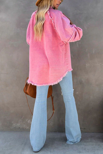 Allma | Casual Oversized Denim Jack met Gerafelde Details