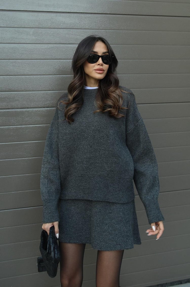 Beau | Cozy Knit 2-Piece Sweater and Skirt Set