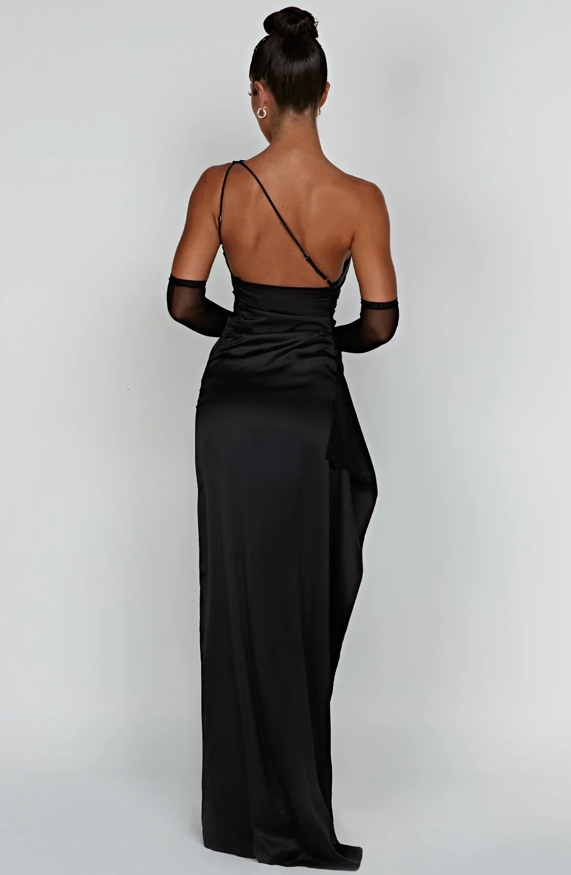 Jadey | Satijnen One-Shoulder Galajurk Avondjurk met Hoge Split