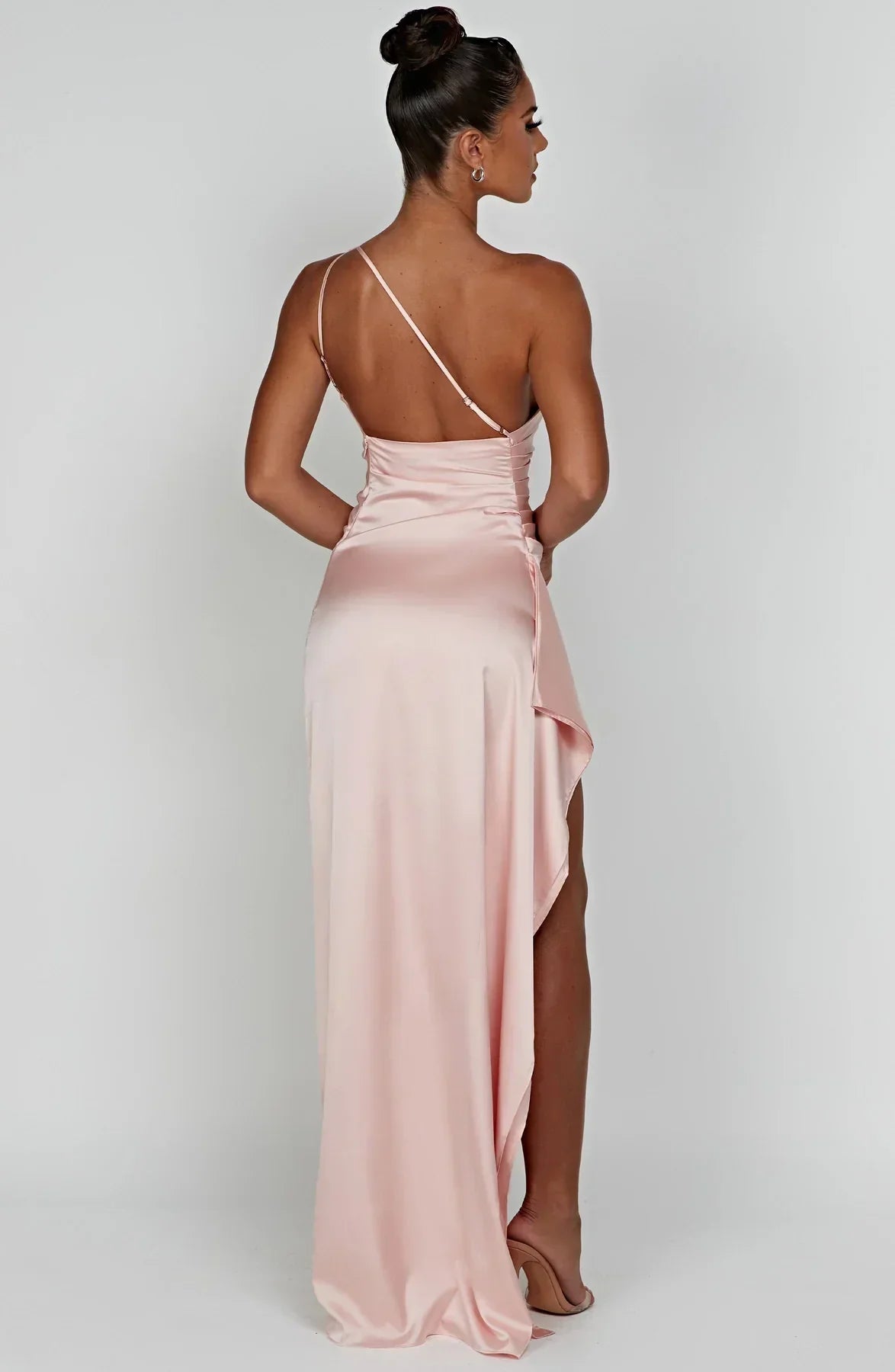 Jadey | Satijnen One-Shoulder Galajurk Avondjurk met Hoge Split