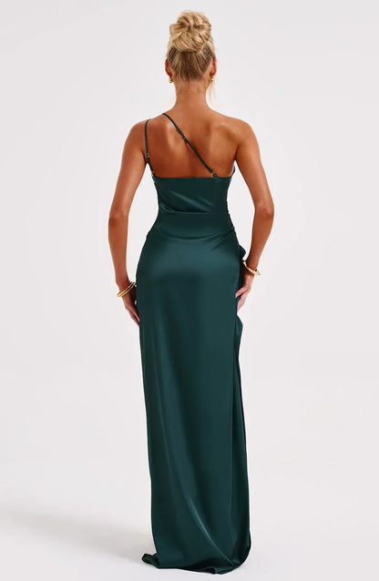 Jadey | Satijnen One-Shoulder Galajurk Avondjurk met Hoge Split