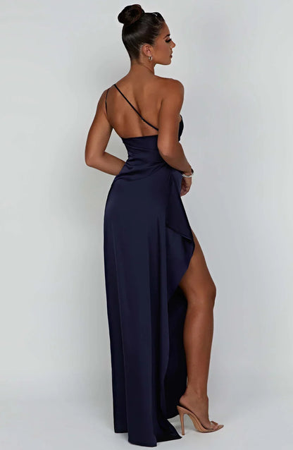 Jadey | Satijnen One-Shoulder Galajurk Avondjurk met Hoge Split