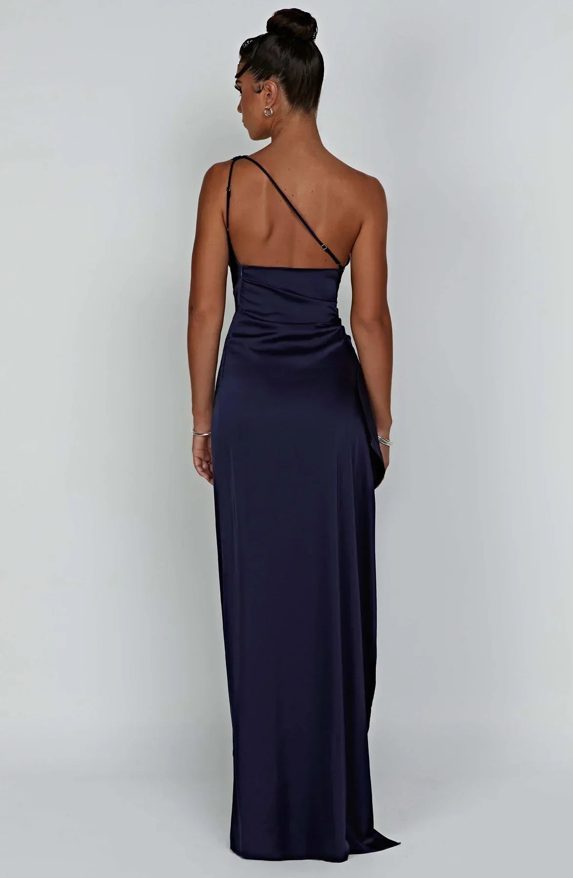 Jadey | Satijnen One-Shoulder Galajurk Avondjurk met Hoge Split