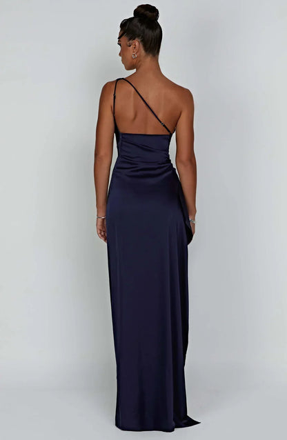 Jadey | Satijnen One-Shoulder Galajurk Avondjurk met Hoge Split