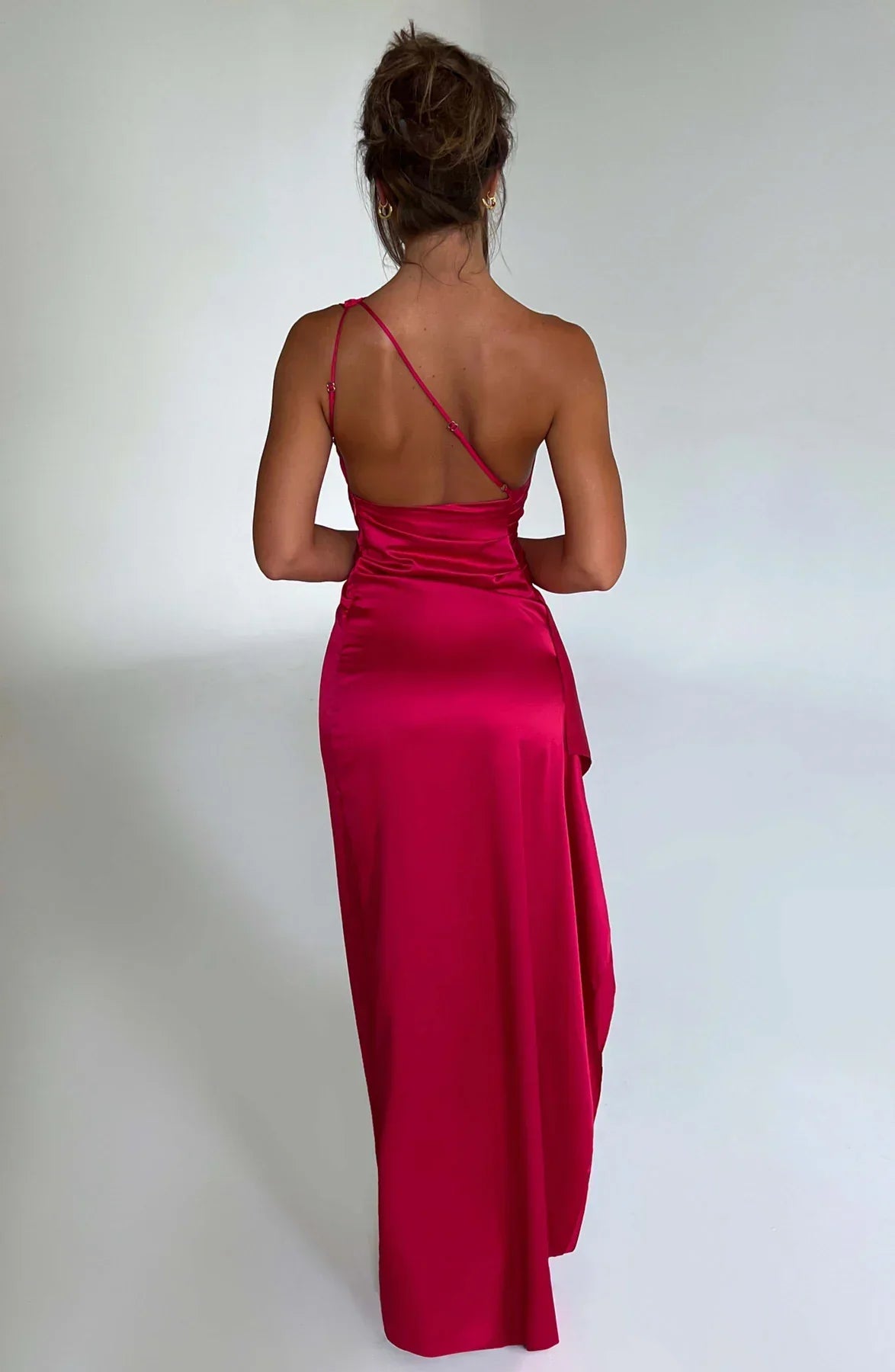 Jadey | Satijnen One-Shoulder Galajurk Avondjurk met Hoge Split