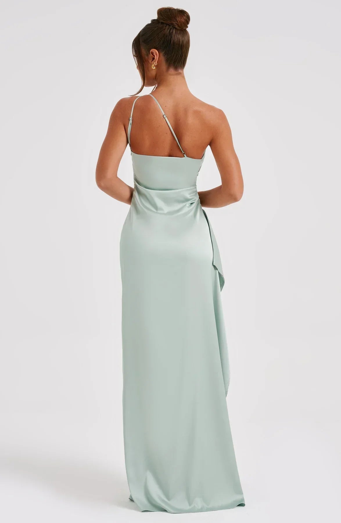 Jadey | Satijnen One-Shoulder Galajurk Avondjurk met Hoge Split