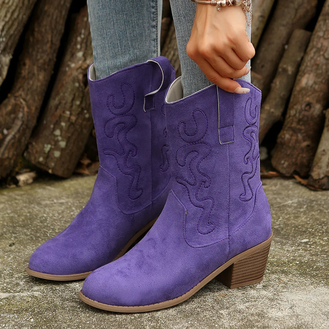 Trendy Cowboy Style Women's Boots with Heel