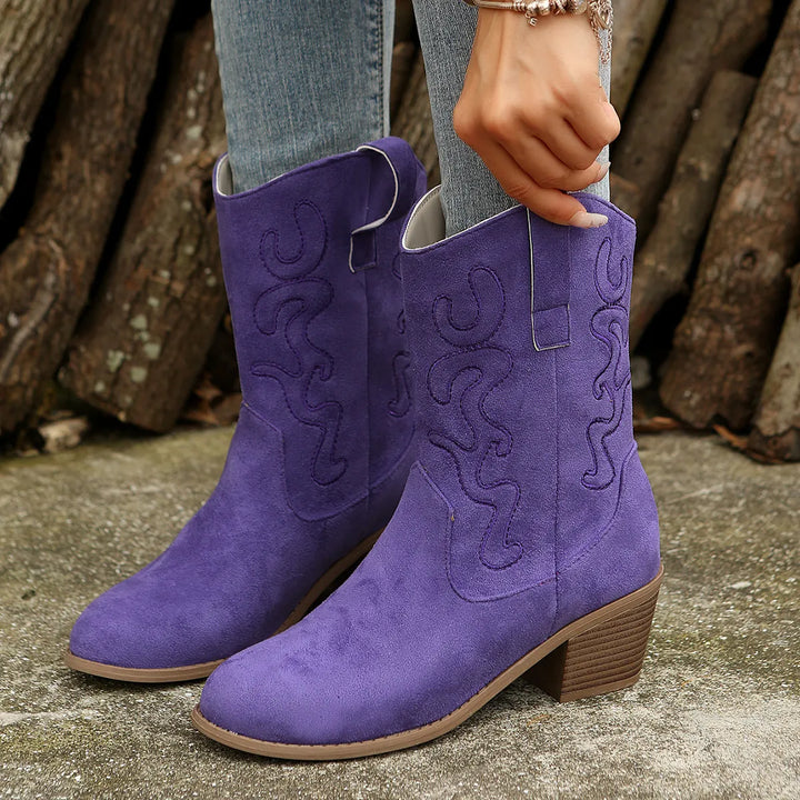 Trendy Cowboy Style Women's Boots with Heel