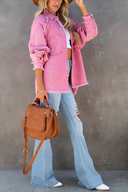 Allma | Casual Oversized Denim Jack met Gerafelde Details