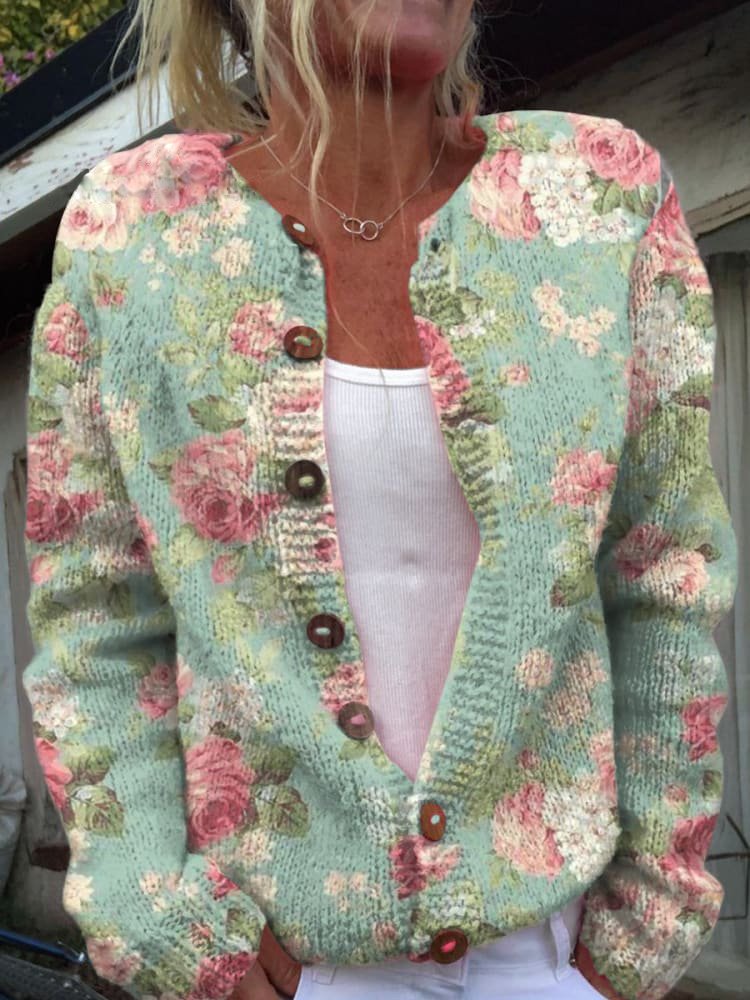 Stylish Comfortable Women's Cardigan with 3D Print and Long Sleeves