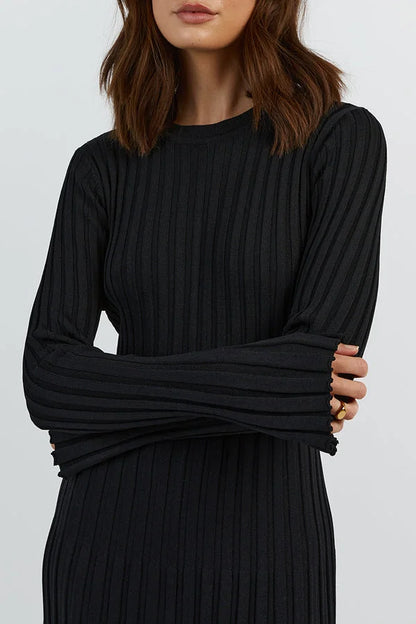 Stijlvolle Dames Maxi Sweater Jurk Met Lange Mouwen