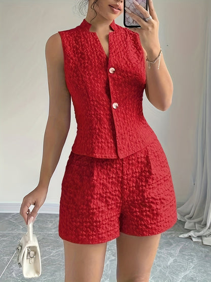 Riza | Elegante Tweedelige Set met Textuur en Knoopsluiting