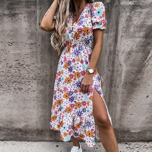 Liza | Zomerse Bloemenjurk met Split